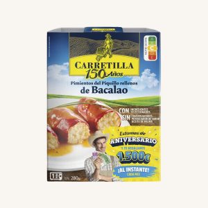 Carretilla Poivrons piquillo farcis à la morue, prêts à manger en 1 min, barquette de 1 portion