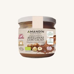 Crème de noisettes au cacao naturelle et bio d'amande (crème de noisettes bio au cacao), pot
