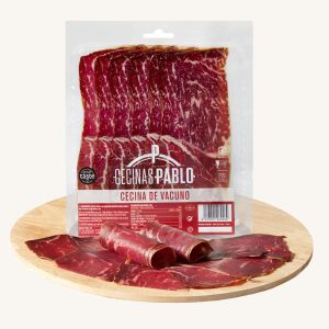 Cecina de vacuno (viande de bœuf légèrement fumée), de León, pré-tranchée
