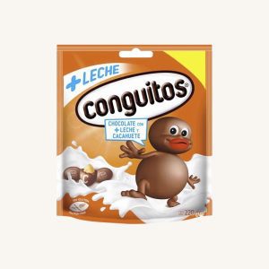 Conguitos Leche, cacahuètes enrobées de chocolat au lait (cacahuètes enrobées de chocolat au lait), sac moyen