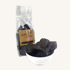 Chips de pommes de terre Xoco-xips enrobées de chocolat noir (pommes de terre frites cubiertas de chocolate negro), sachet