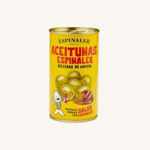 Olives farcies aux anchois, variété manzanilla, de Barcelone, en boîte