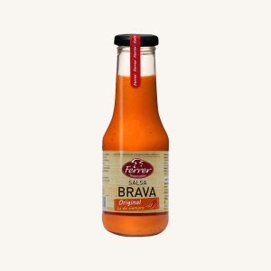 Salsa Brava, recette originale, sauce spéciale moyennement épicée pour tapas, de Catalogne, bouteille