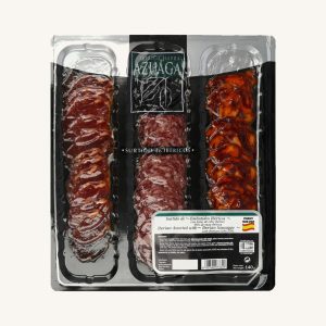 Plateau de charcuterie ibérique (50%) cebo avec lomo (longe), chorizo et saucisses, pré-tranché