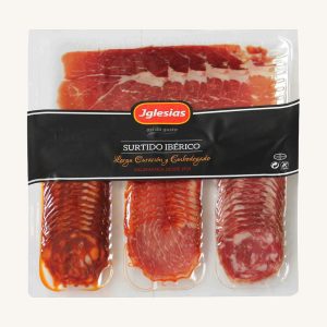 Assortiment ibérique 50% Cebo avec jambon (jambon), chorizo, salchichón et longe (longe), prétranché