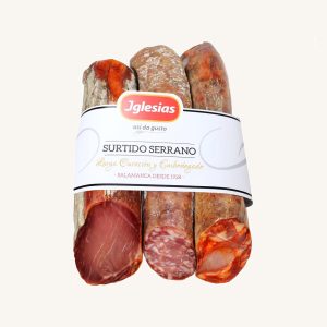 Pack Serrano de Chorizo + Salchichón et Lomo (longe séchée), de Salamanque, demi-morceaux culaires