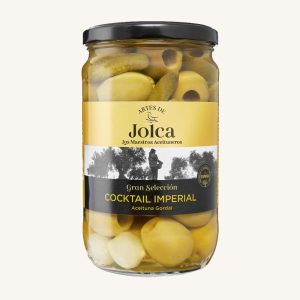 Cocktail impérial d'olives Gordal dénoyautées aux cornichons, de Séville, bocal