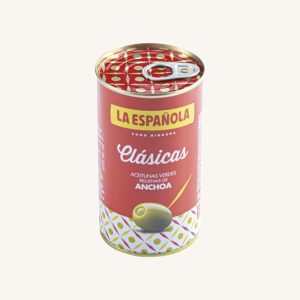 Olives vertes farcies aux anchois, Clásicas, variété manzanilla, boîte
