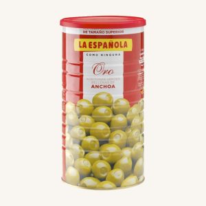 Olives vertes farcies aux anchois, Oro, variété manzanilla, grande boîte