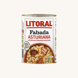 Fabada Asturiana (ragoût de haricots et de saucisses), plat traditionnel cuisiné, boîte moyenne