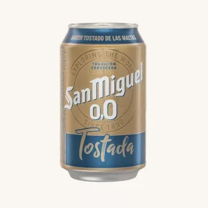 San Miguel 0.0 Bière grillée (Cerveza Tostada), sans alcool, de Malaga, en canette