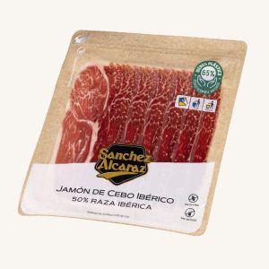 Jambon Ibérique (50%) de Cebo (jambon), marque blanche, de Salamanque ou d'Estrémadure, prétranché