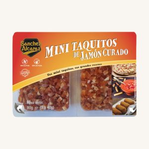 Taquitos de jambon Serrano affiné (coupés en petits cubes)