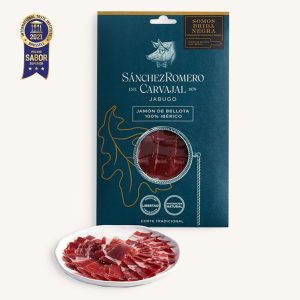 Jambon 100% ibérique de bellota (Jamón) Pata Negra - étiquette noire - de Jabugo, découpé à la main