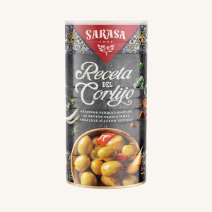 Olives vertes verdiales non dénoyautées avec assaisonnement andalou "La Receta del Cortijo", grande boîte