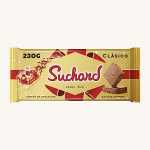 Nougat au chocolat au lait classique avec riz soufflé (Turrón de Chocolate con Leche), tablette