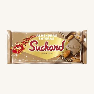 Nougat au chocolat au lait avec amandes entières et riz soufflé (Turrón de Chocolate con almendras), tablette