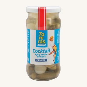 Cornichons cocktail, à l'ail et à l'huile d'olive, grand bocal