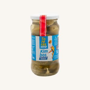 Cornichons/cornichons farcis aux olives Gordal (aceitunas gordal con pepinillos), saveur anchois, pot