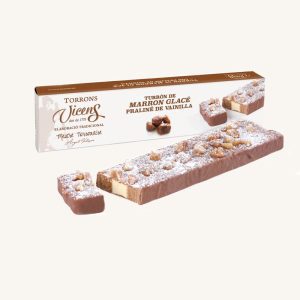 Torrons Vicens Artisan Brown Glacé Nougat (turrón / torró) avec praliné vanille, étui