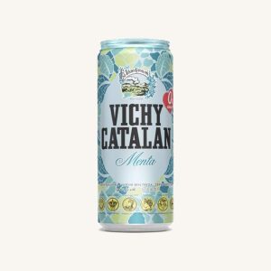 Eau minérale naturelle gazeuse aromatisée à la menthe, sans sucre, de Catalogne, canette