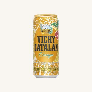 Eau minérale naturelle pétillante aromatisée à l'orange, sans sucre, de Catalogne, canette