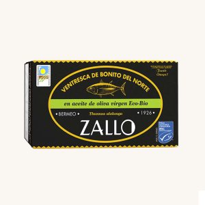 Ventrèche de thon blanc du Nord (Ventresca de Bonito del Norte) certifiée MSC, dans de l'huile d'olive écologique, de la mer Cantabrique, boîte